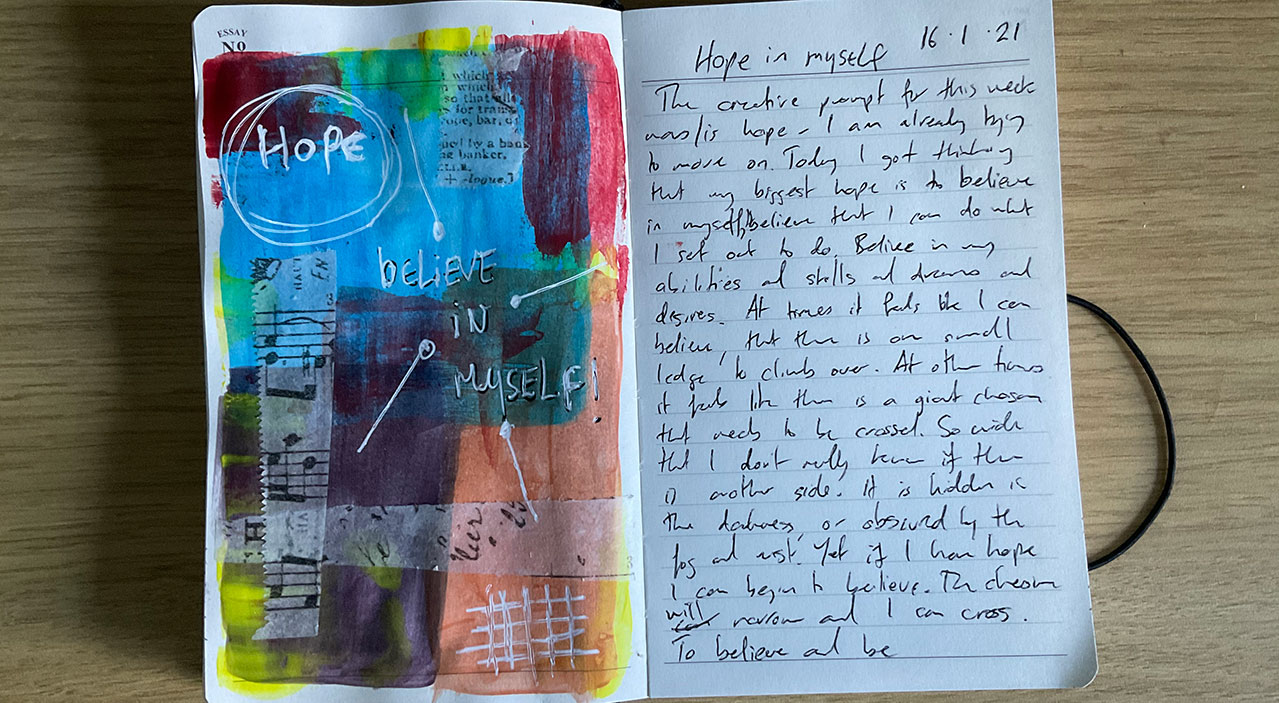 hope - believe in myself art journal page