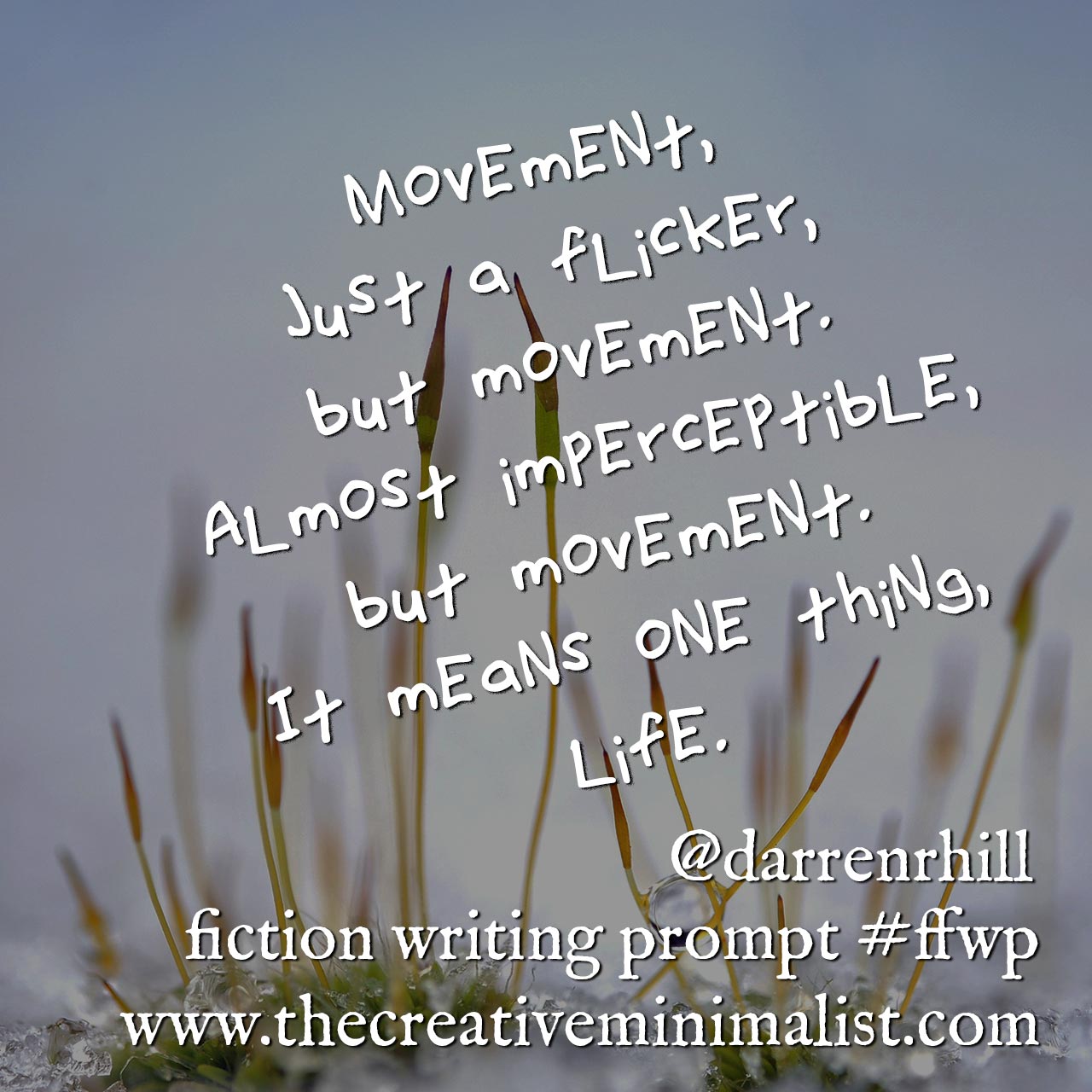 Movement, just a flicker, but movement. Almost imperceptible, but movement. It means one thing, life. - Friday Fiction Writing Prompt