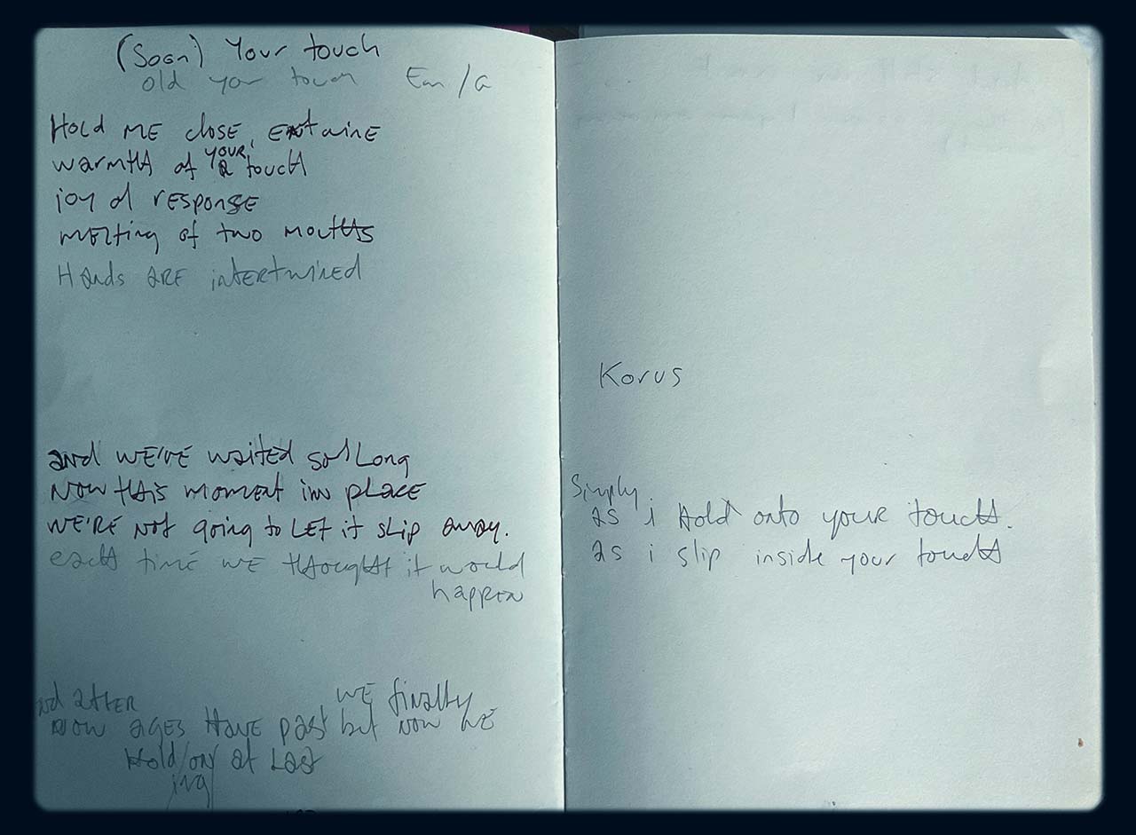 work in progress your touch lyrics in my songwriting journal