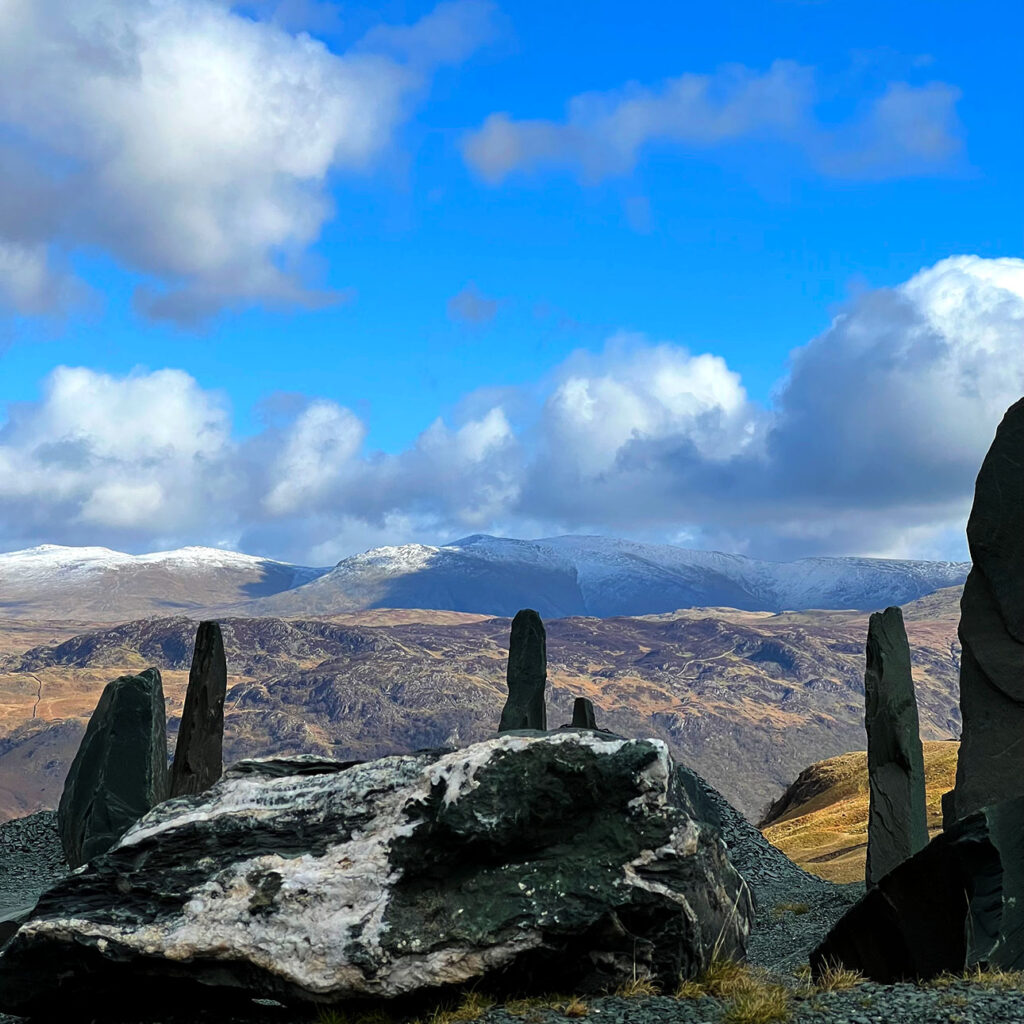 Stone circle made of slate looking over Cumbria