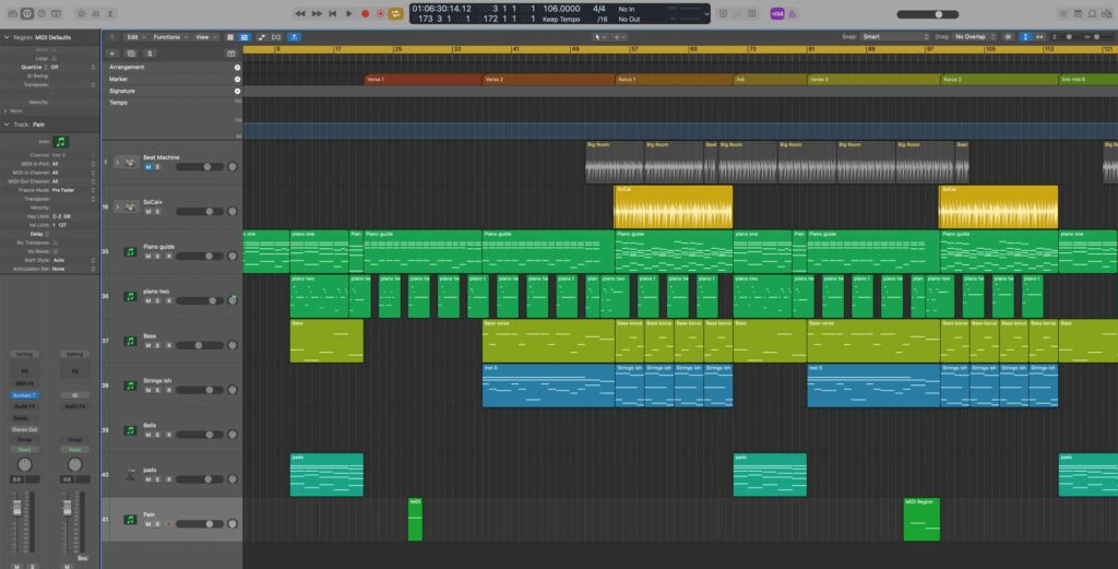 musical motifs in screenshot for Logic Pro x