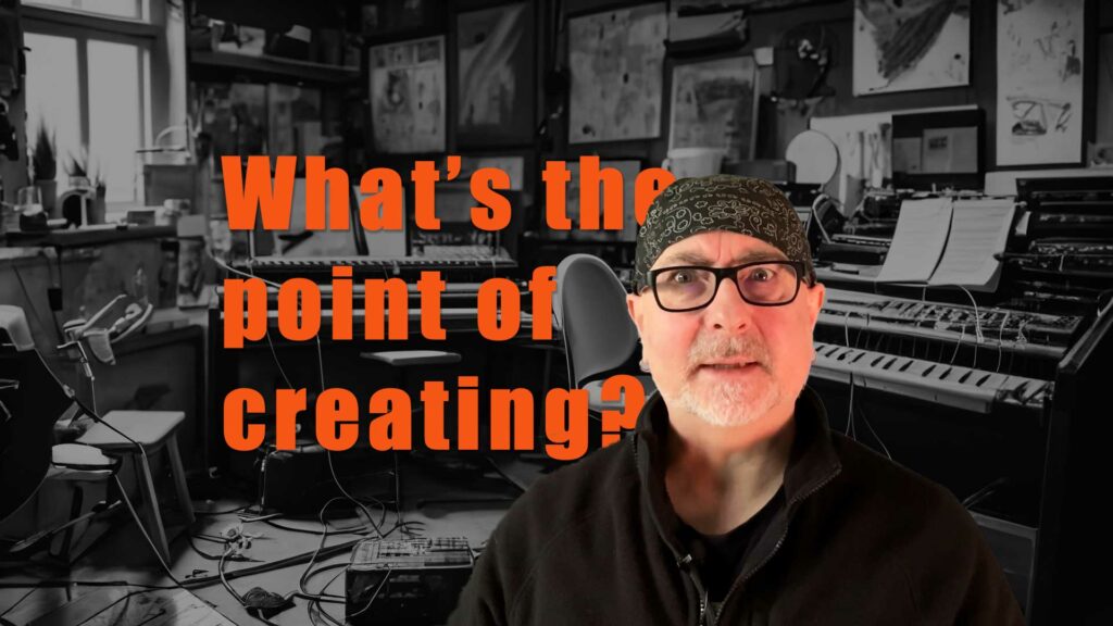 what's the point of creating text with an image of me infant of a messy recording studio